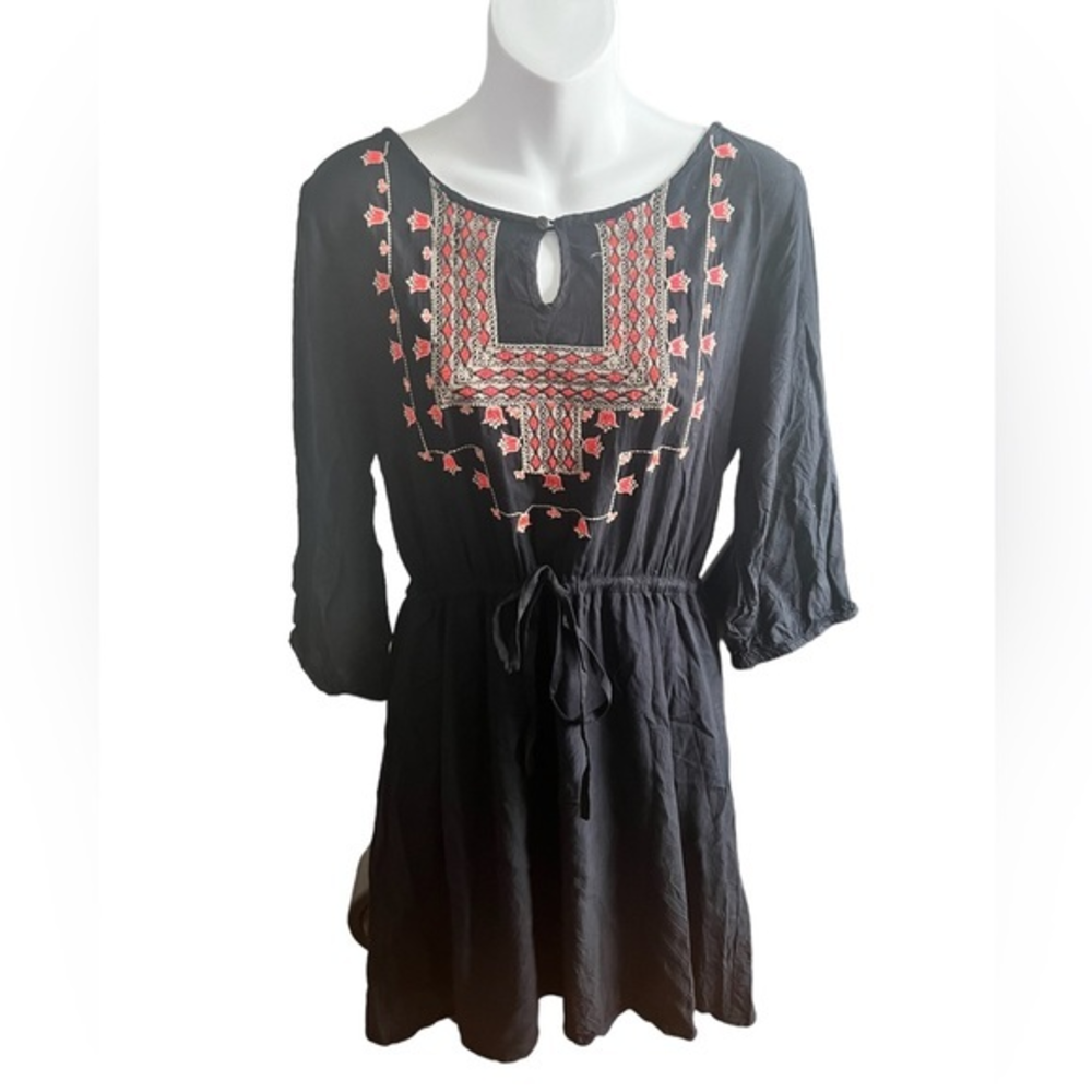 Dizzy Lissy Black embroidered‎ boho dress L